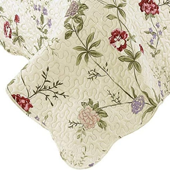 Printed Embossed Pinsonic Coverlet Bedspread Ultra Soft 3 Piece Summer Quilt Set - Picture 3 of 5